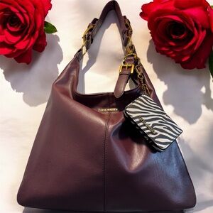 Steve Madden Plum Hobo Bag with Zebra Wallet